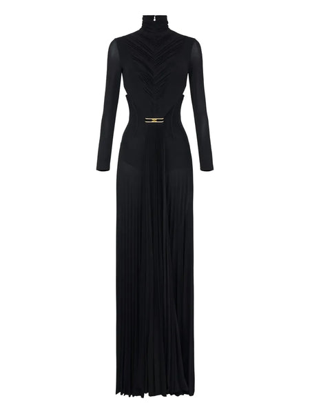 draping pleated maxi dress