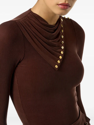 draped button cupro top