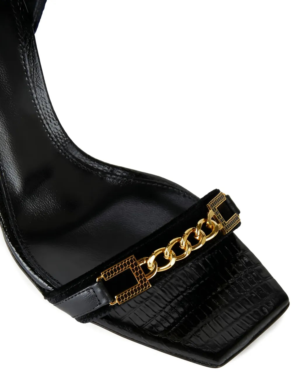 100mm chain bow heeled sandals