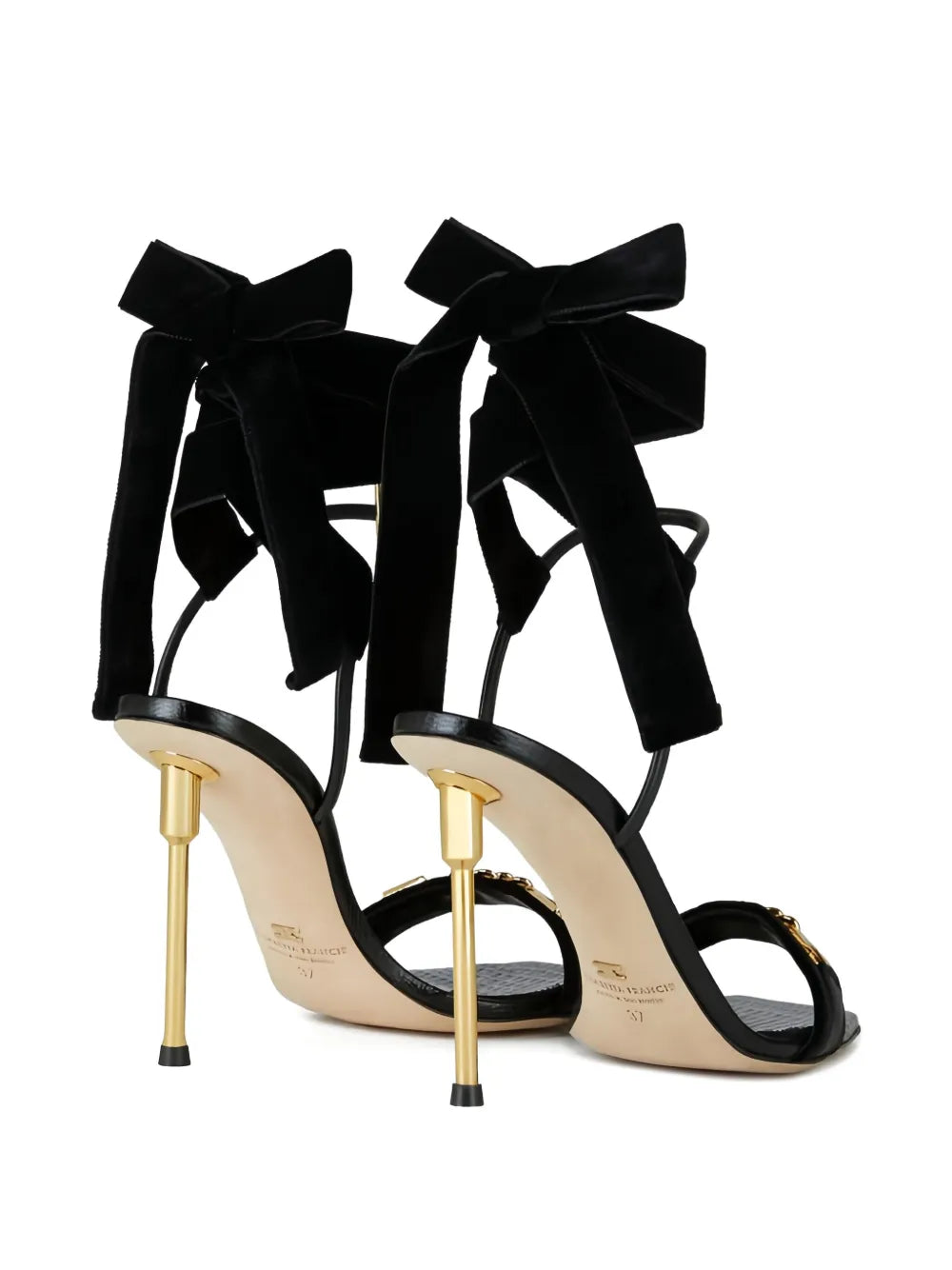 100mm chain bow heeled sandals