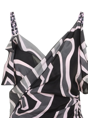 Labirinto-print asymmetric dress