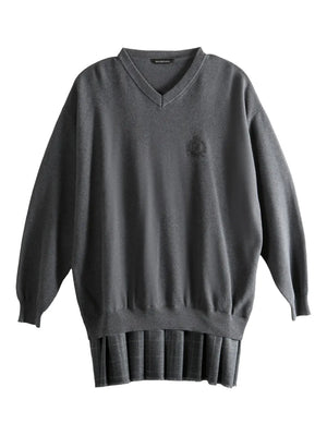 V-neck pleated dress