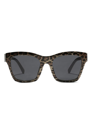 leopard-motif squared-frame sunglasses