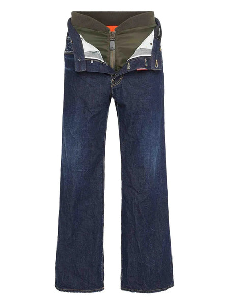 button zip jeans