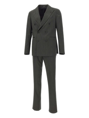 pinstriped double-breasted suit