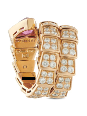 18K rose gold Serpenti diamond and tourmaline ring