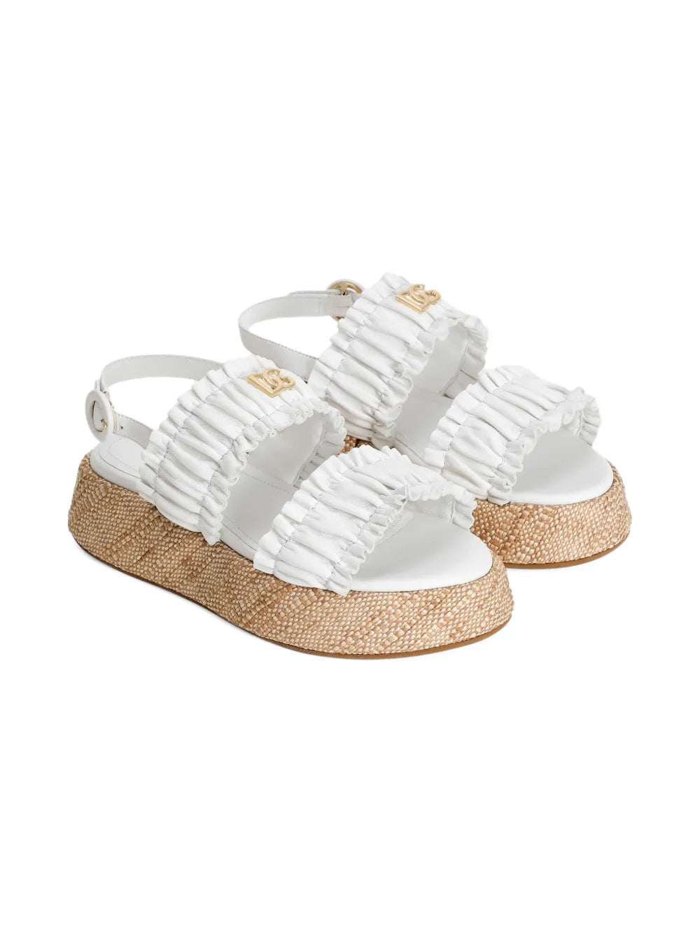 shirred-effect logo-plaque sandals