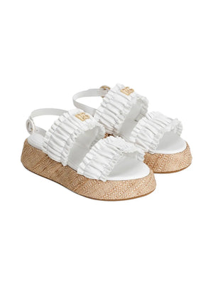 shirred-effect logo-plaque sandals