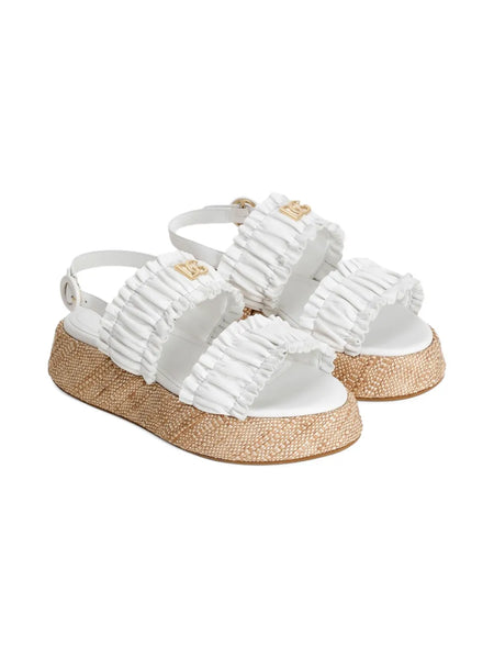 shirred-effect logo-plaque sandals