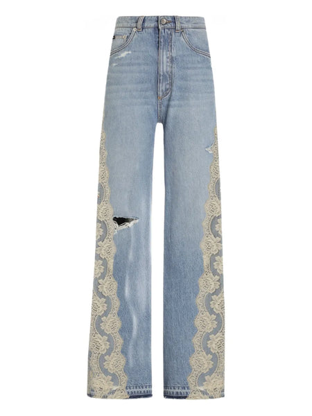 lace-panelled jeans