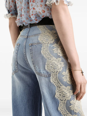 lace-panelled jeans