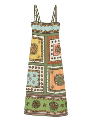Contina square-neck midi dress