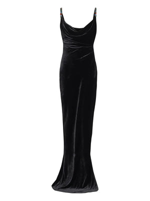 jewel-embellished velvet dress