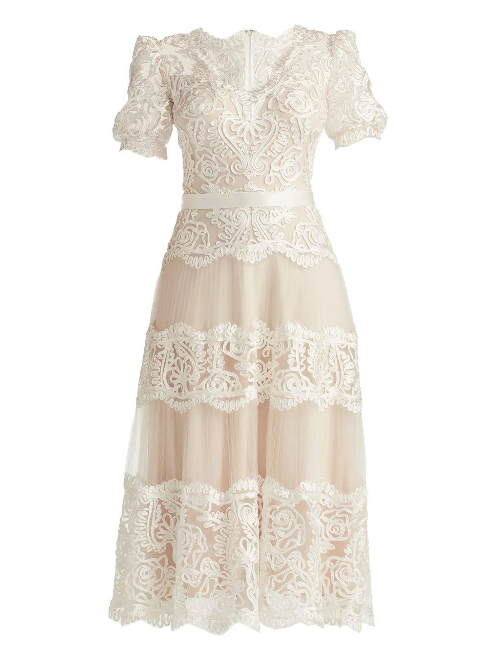 Belline lace ribbon midi dress