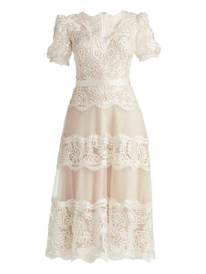 Belline lace ribbon midi dress