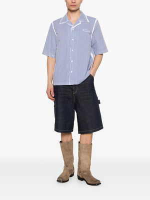 striped revere collar shirt