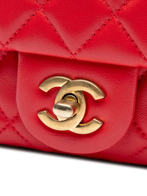 2019 Mini Square Classic Lambskin Pearl Crush Single Flap crossbody bag