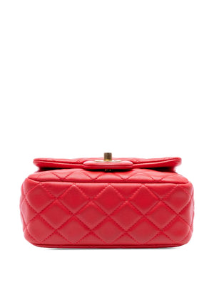 2019 Mini Square Classic Lambskin Pearl Crush Single Flap crossbody bag