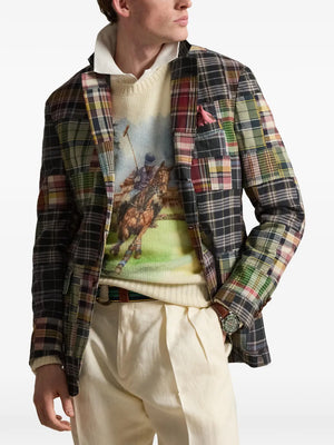 plaid patchwork blazer
