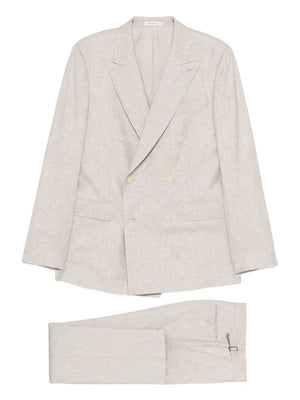 buttoned double-breasted suit