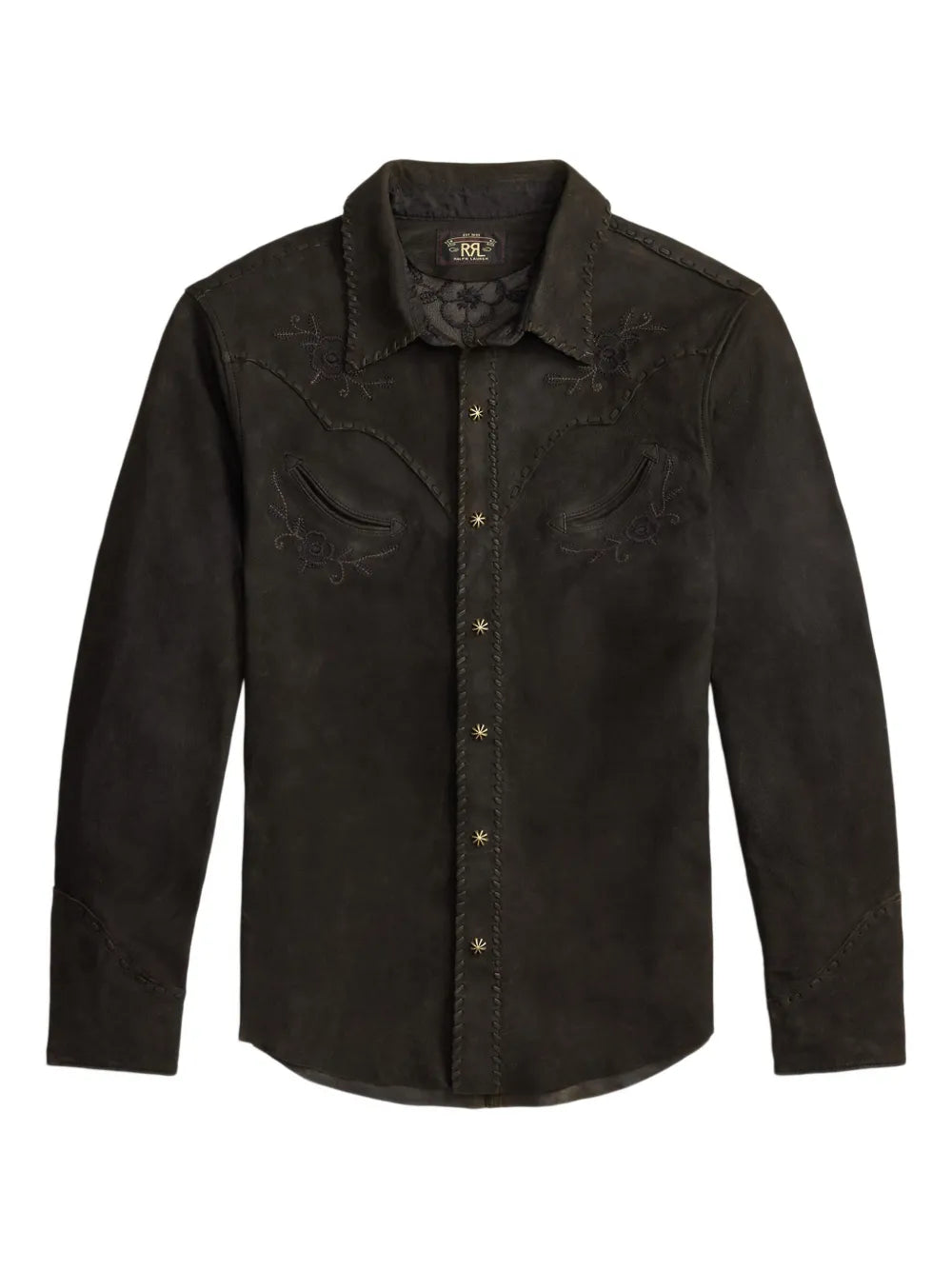 embroidered suede shirt