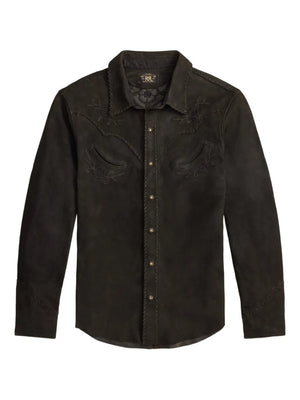 embroidered suede shirt