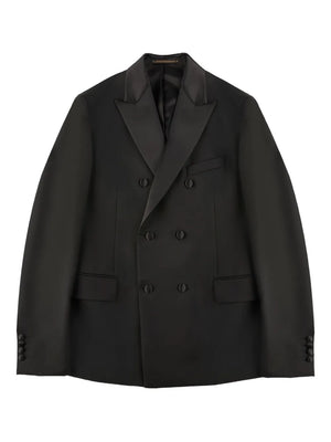 flap pocket wool double-breasted blazer