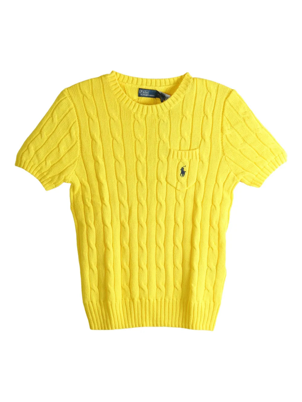 cable-knit chest-pocket top