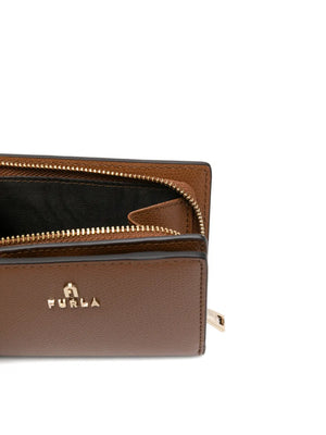 Camelia compact logo-plaque wallet