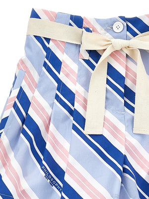 striped-belted shorts