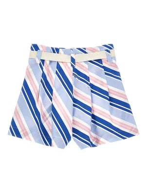 striped-belted shorts