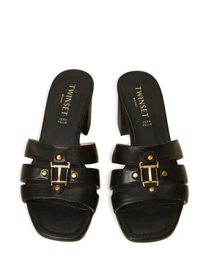 logo-detail leather sandals