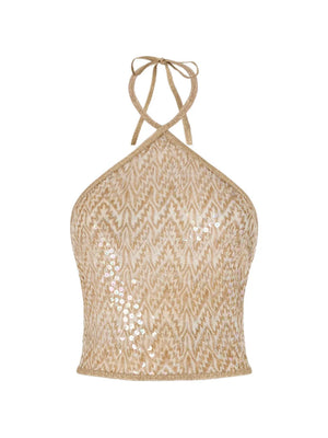 sequin-embellished halterneck top