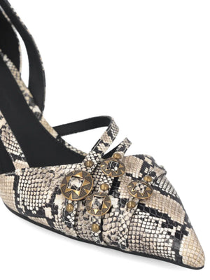 snakeskin-effect pumps