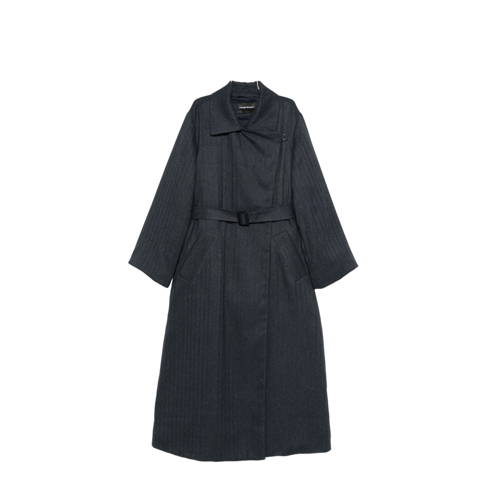 Blue Striped Pattern Belted Waist Jacket