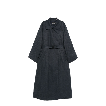Blue Striped Pattern Belted Waist Jacket