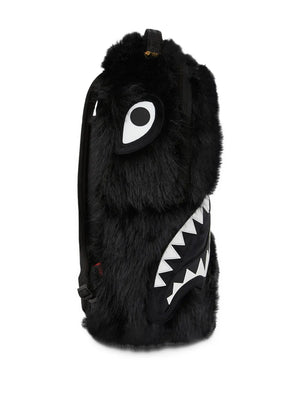 Cray furry shark backpack