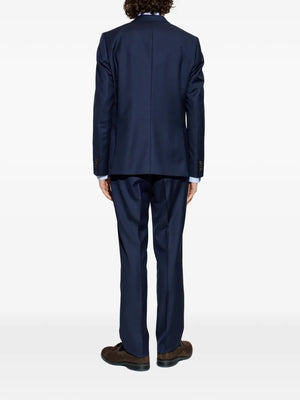 buttoned blue suit