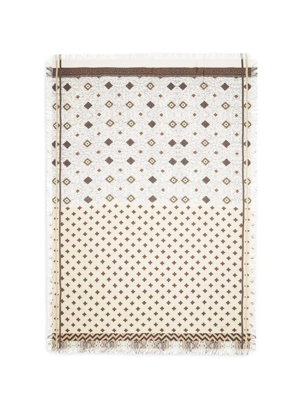 geometric-pattern fringed scarf