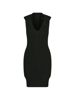 V-neck ribbed mini dress