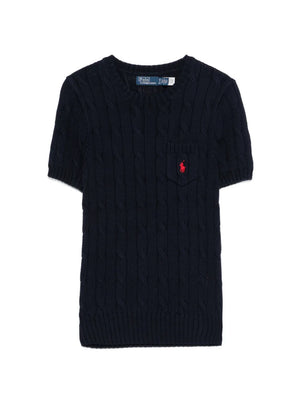 cable-knit pocket T-Shirt
