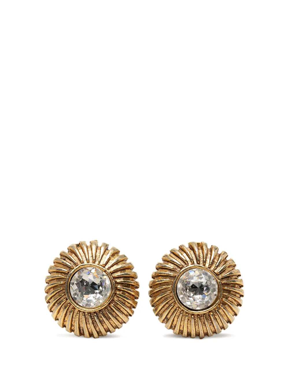 1970-1980 Gold Plated Rhinestone Sunburst Clip On Earrings costume earrings