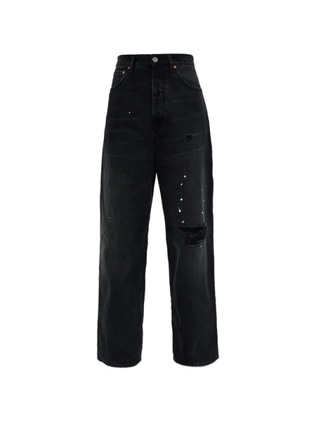 distressed splatter jeans