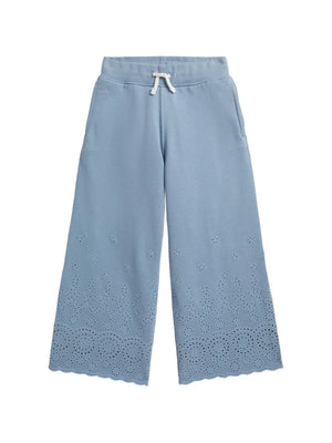 eyelet wide-leg trousers