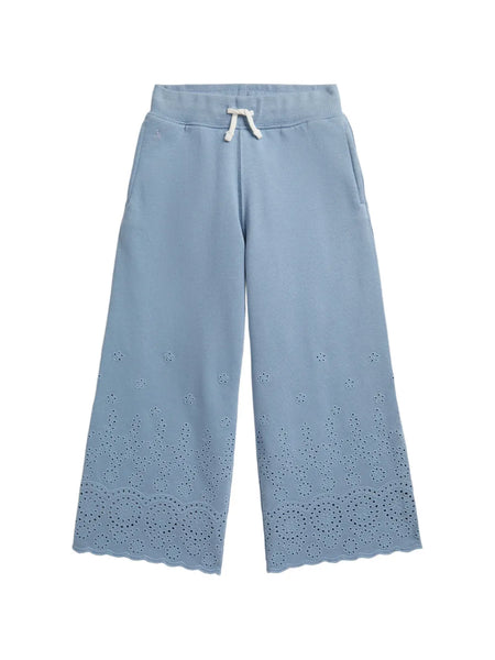 eyelet wide-leg trousers