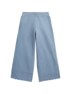 eyelet wide-leg trousers