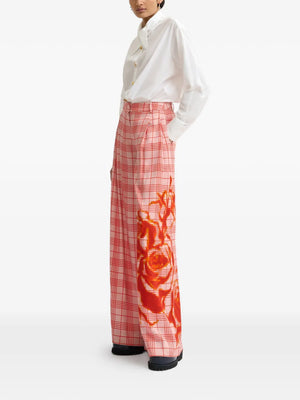 checked graphic trousers