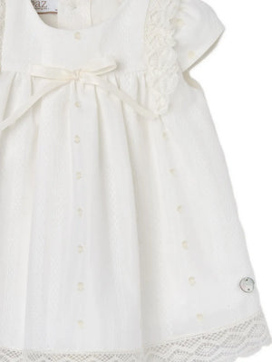 lace-trim bow-detail dress