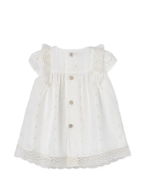 lace-trim bow-detail dress