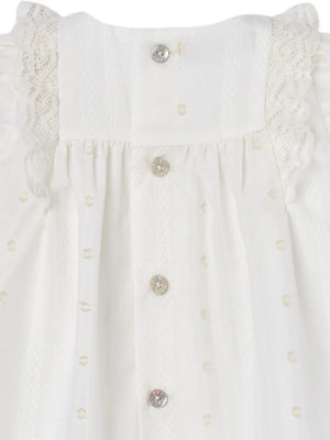 lace-trim bow-detail dress